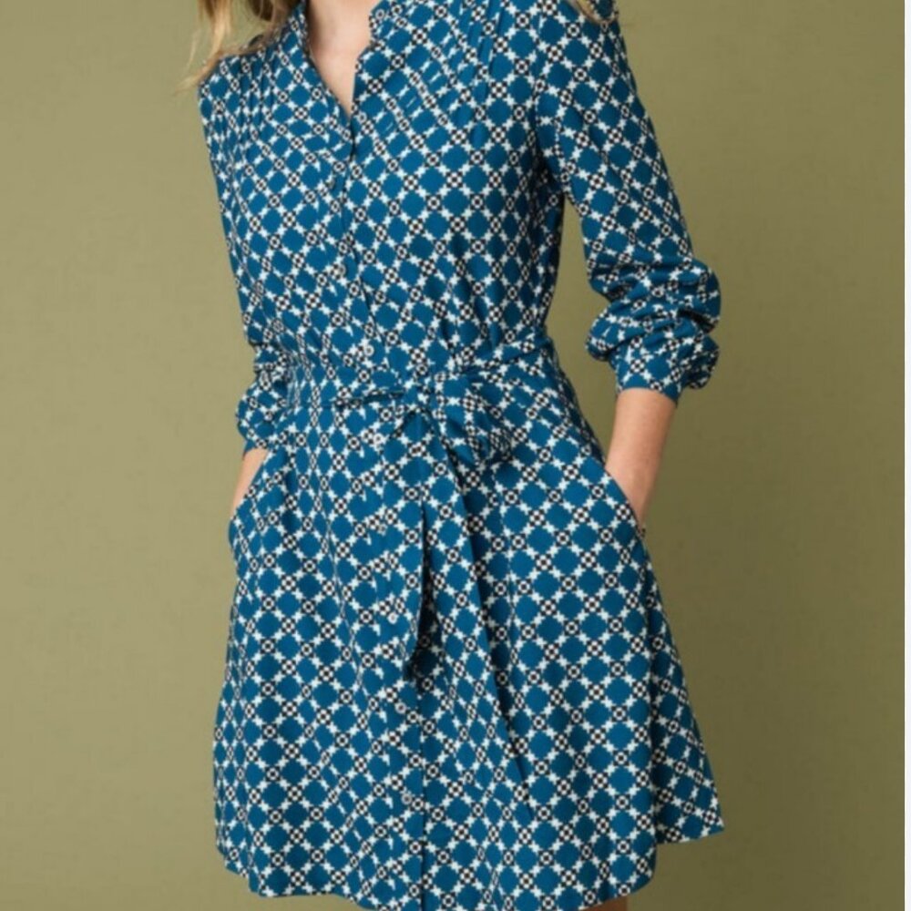 UNTUCKIT Womens Virginia Shirt Dress Blue
